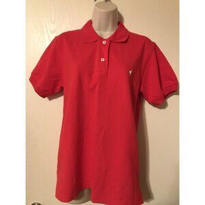 Southern Dignity Womens Classic RED Polo Shirt Great Dane Logo SZ L Preppy NWT